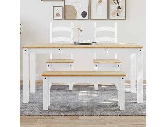 vidaXL Eettafel Panama 160x80x75 cm massief grenenhout wit