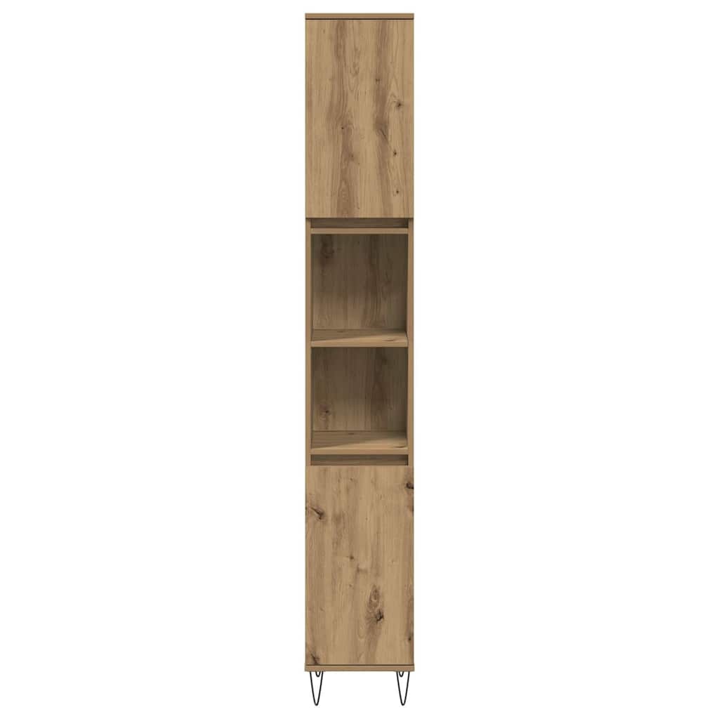 vidaXL Badkamerkast 30x30x190 cm bewerkt hout artisanaal eikenkleurig