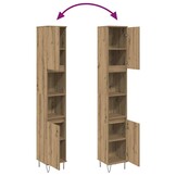 vidaXL Badkamerkast 30x30x190 cm bewerkt hout artisanaal eikenkleurig