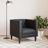 vidaXL Fauteuil Chesterfield-stijl Kunstleer Zwart - 59% Korting!