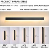 Zwarte LED Wandlamp 44W Dimbare 120cm - 36% Korting!