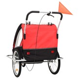 VidaXL Fietstrailer & Kinderwagen 2-in-1 - Zwart/Rood - 34% Korting