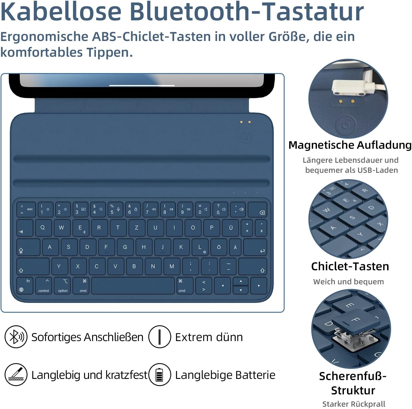 Blauwe iPad Toetsenbordhoes - Air 5 & Pro 11" - 40% Korting