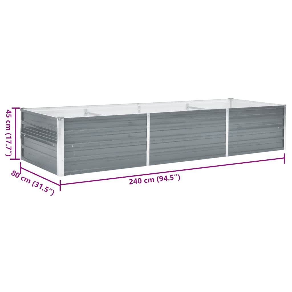 vidaXL Verhoogde Plantenbak 240x80x45cm - Grijs Staal | 32% Korting!