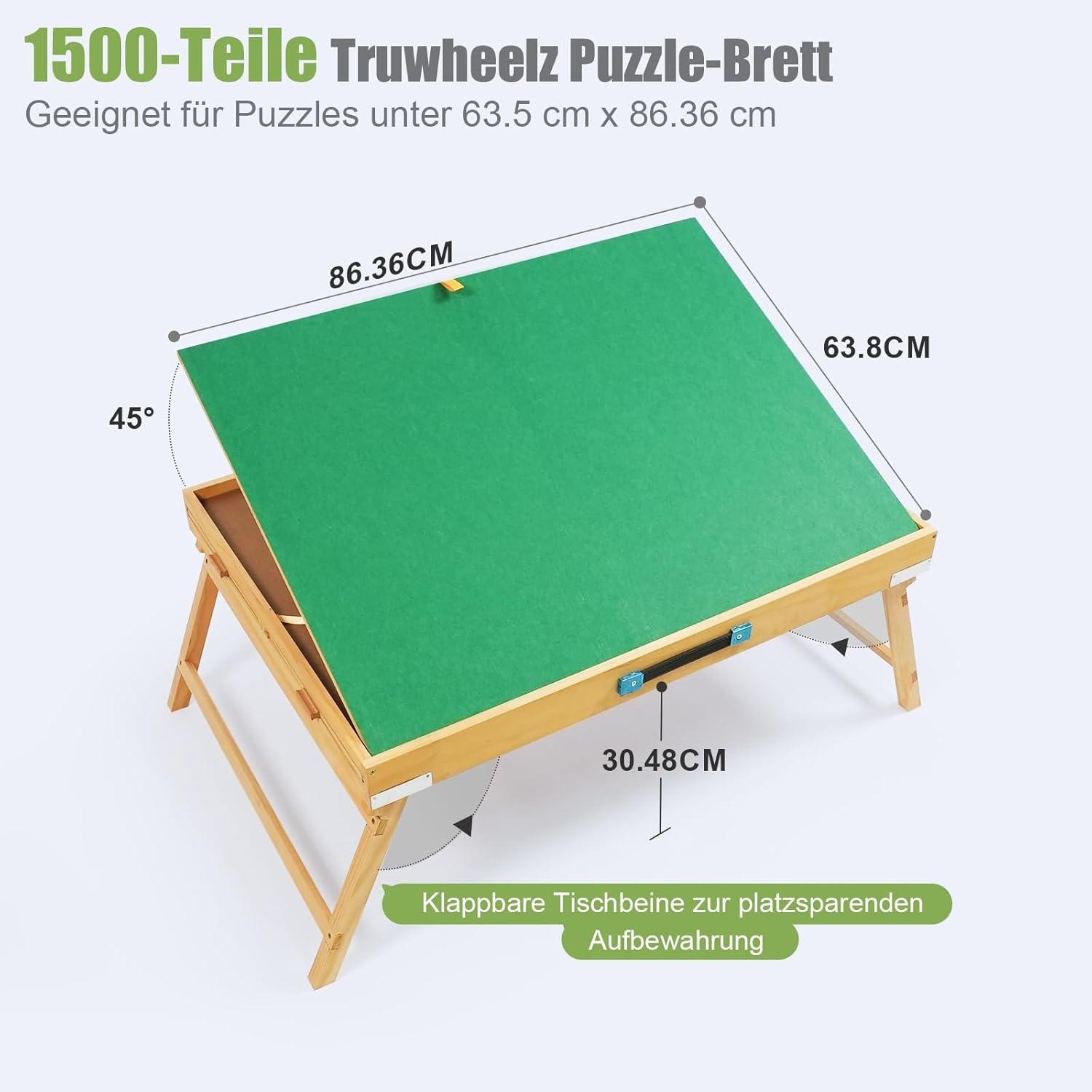 1500 stuks draagbare puzzeltafel met poten, verstelbare puzzelplank met 4 laden en afdekking, 3-kantel-hoek-puzzeltafel voor volwassenen