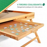 1500 stuks draagbare puzzeltafel met poten, verstelbare puzzelplank met 4 laden en afdekking, 3-kantel-hoek-puzzeltafel voor volwassenen