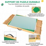 1500 stuks draagbare puzzeltafel met poten, verstelbare puzzelplank met 4 laden en afdekking, 3-kantel-hoek-puzzeltafel voor volwassenen