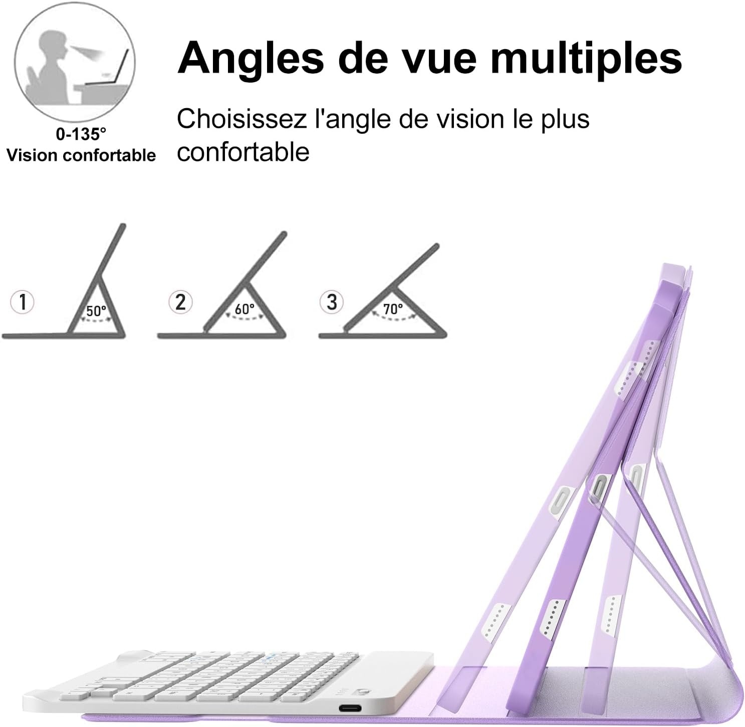 IVEOPPE AZERTY Toetsenbord Hoes voor Xiaomi Redmi Pad SE - Lichtpaars (38% Korting)