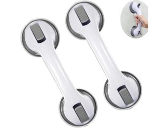 Set van 2 Grijze Douchesteunen met Zuignap - 30 cm