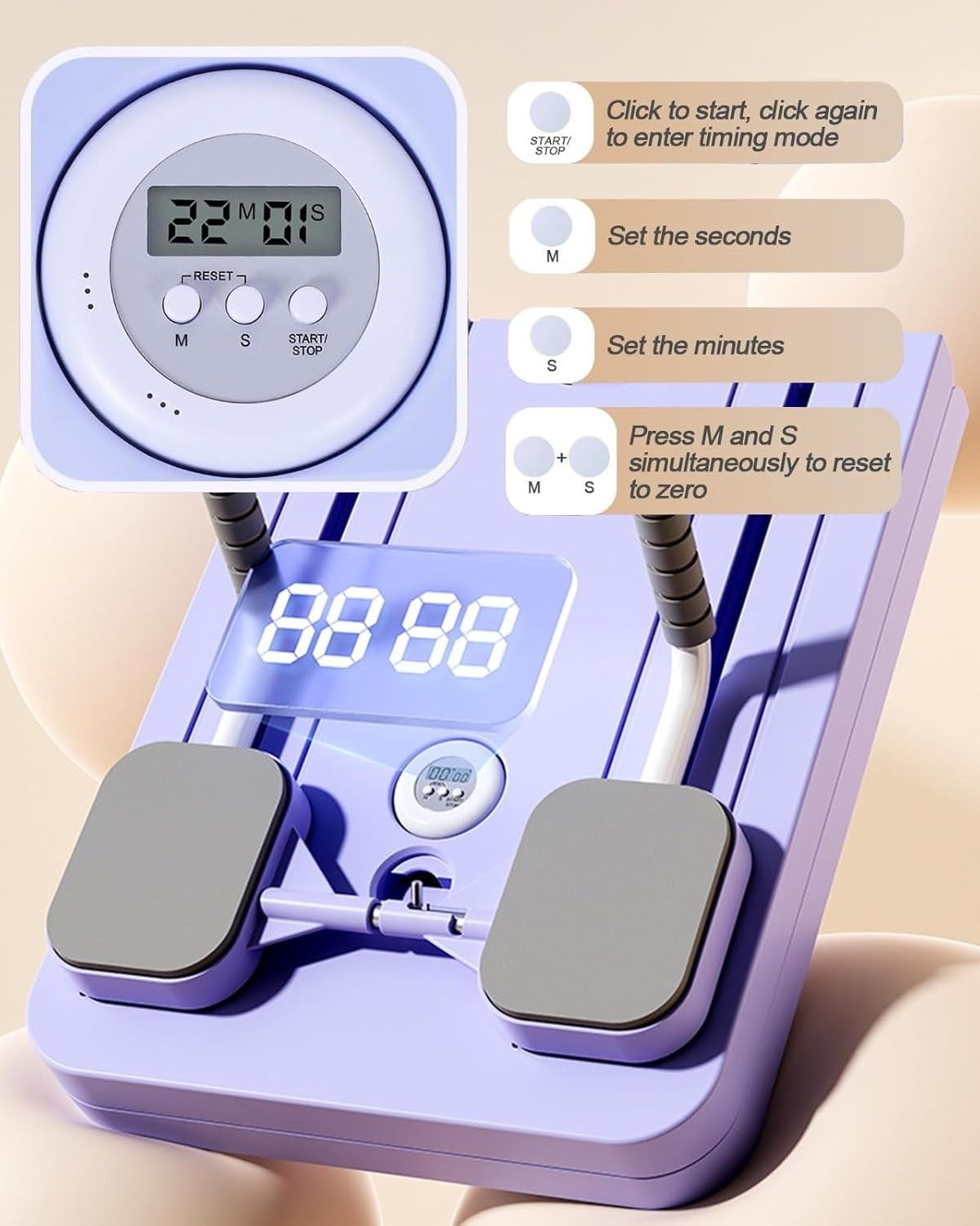 Opvouwbare Pilates Reformer Bodytrainer met Ab Roller, Weerstandsbanden en Timer (Zwart/Grijs)