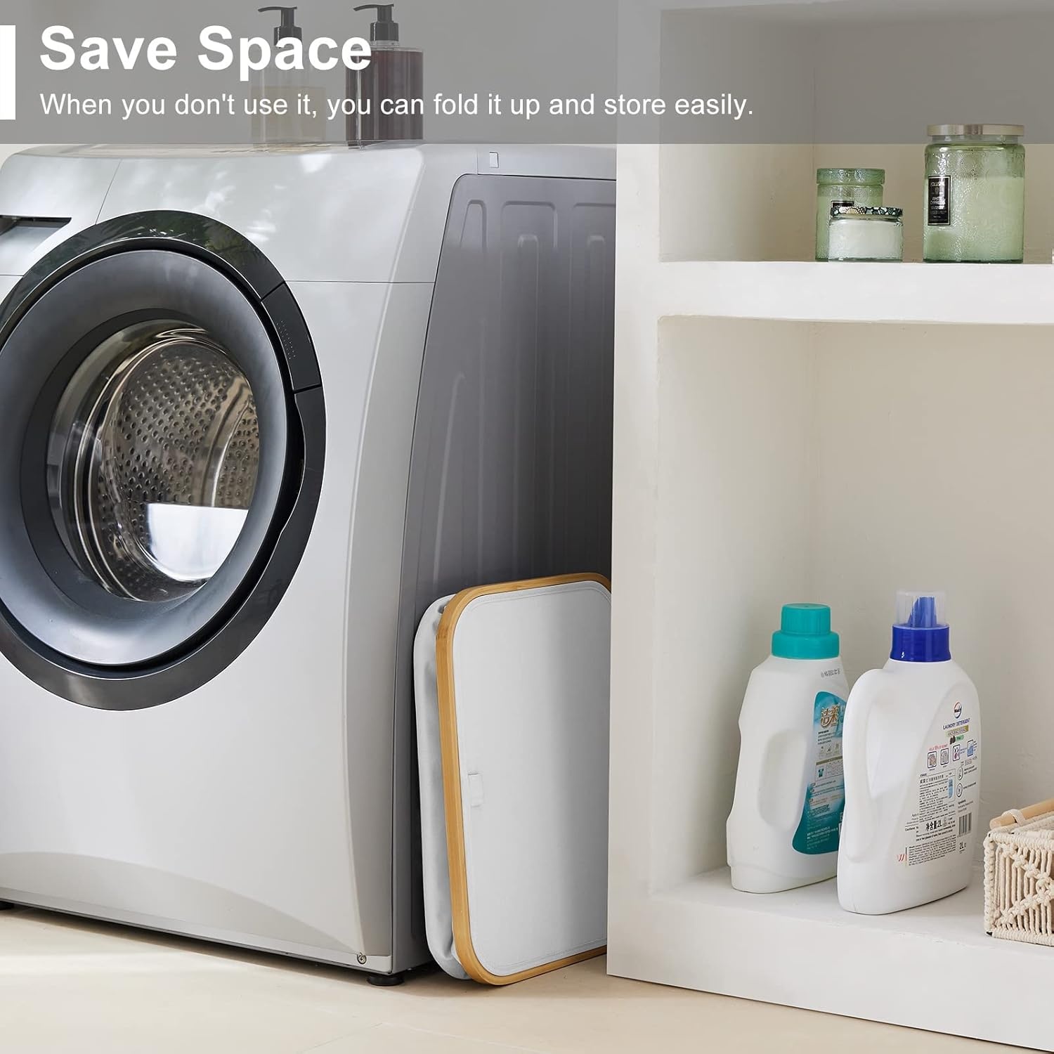 YOUDENOVA Slimme Wasmand Bamboe Wit - 85L - Nu 30% Korting!