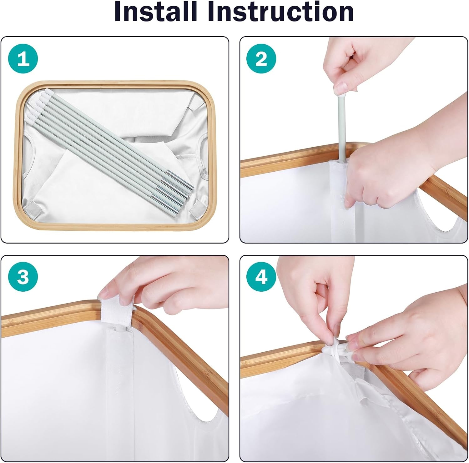 YOUDENOVA Slimme Wasmand Bamboe Wit - 85L - Nu 30% Korting!