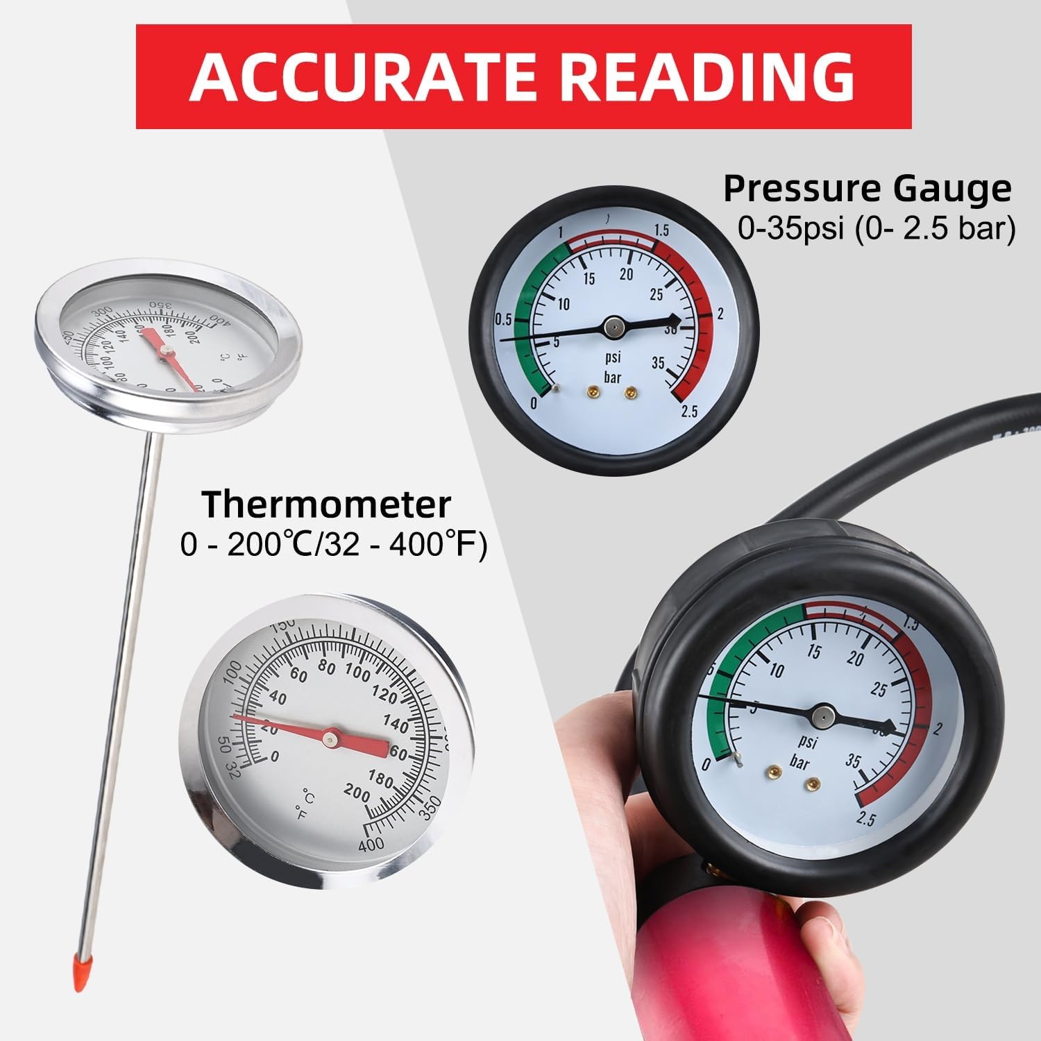 FreeTec 14 stuks Tester Koelsysteem, Druktesterset, Radiator, Universele Tester Lekkage Vloeistof Koeling, Testapparaat Radiator met Pomp en Adapter