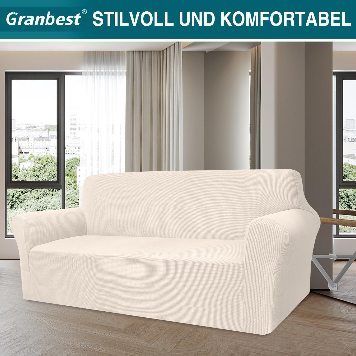 Granbest Jacquard Stretch Bankhoes 3 Zits - Hellbeige (34% Korting)