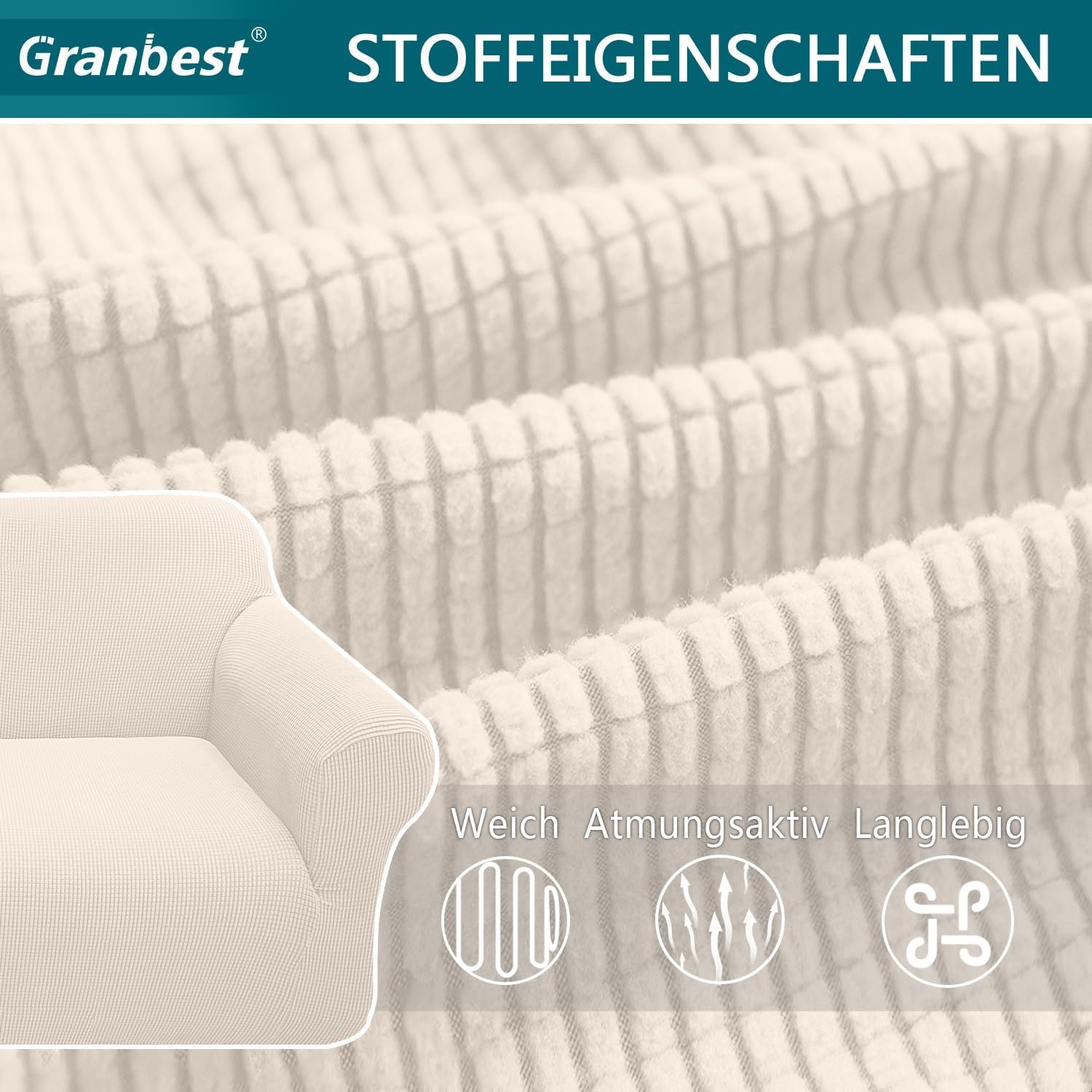 Granbest Jacquard Stretch Bankhoes 3 Zits - Hellbeige (34% Korting)