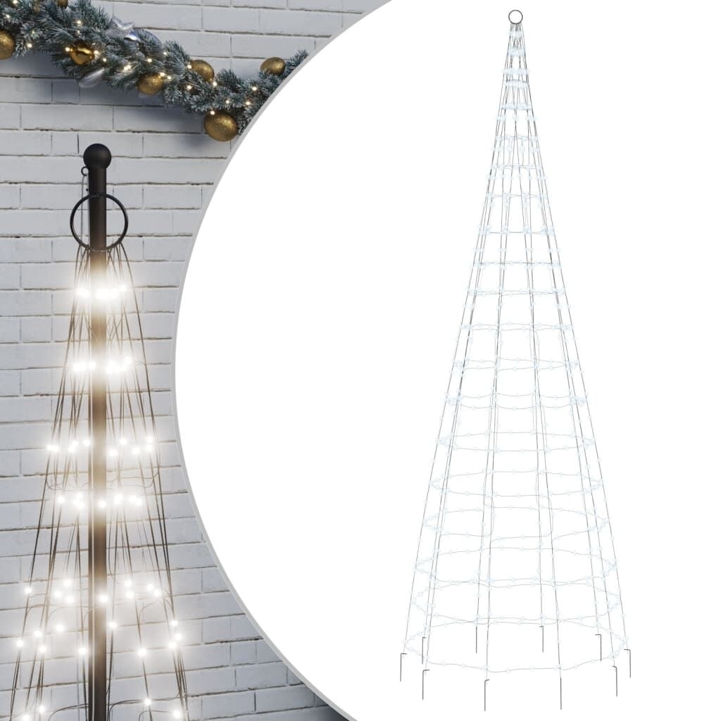 vidaXL LED Kerstboom Mast 550 LEDs Koud Wit 300cm - 40% Korting