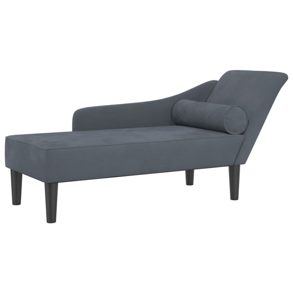 vidaXL Chaise Longue Fluweel Donkergrijs - 34% Korting