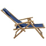 vidaXL Relaxstoel Bamboe & Stof Marineblauw - 31% Korting!