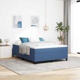 vidaXL Boxspring Bed Blauw 140x200 cm Katoenen Stof - 34% Korting!