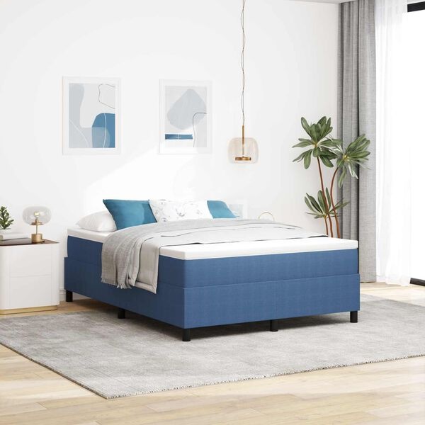 vidaXL Boxspring Bed Blauw 140x200 cm Katoenen Stof - 34% Korting!