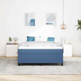 vidaXL Boxspring Bed Blauw 140x200 cm Katoenen Stof - 34% Korting!