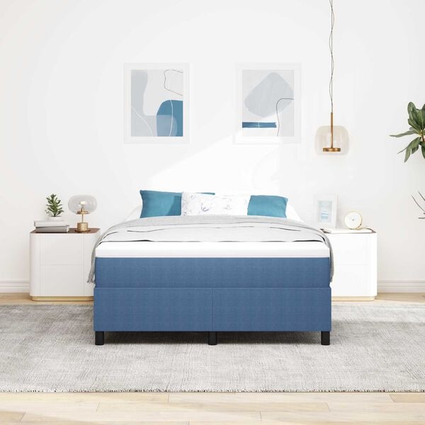 vidaXL Boxspring Bed Blauw 140x200 cm Katoenen Stof - 34% Korting!