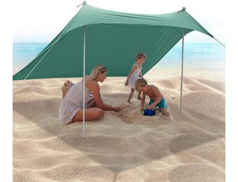 Draagbare Strandtent 2.1m x 2.1m met UV 50+ Bescherming - 27% Korting!