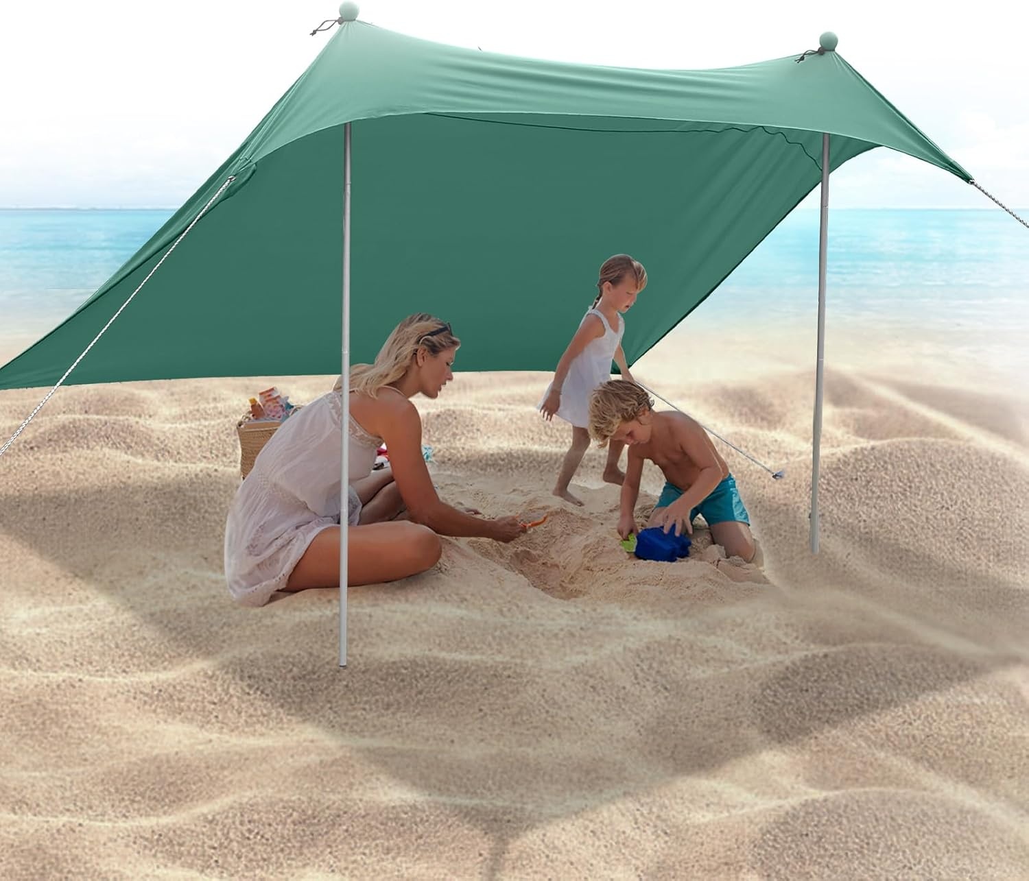 Draagbare Strandtent 2.1m x 2.1m met UV 50+ Bescherming - 27% Korting!