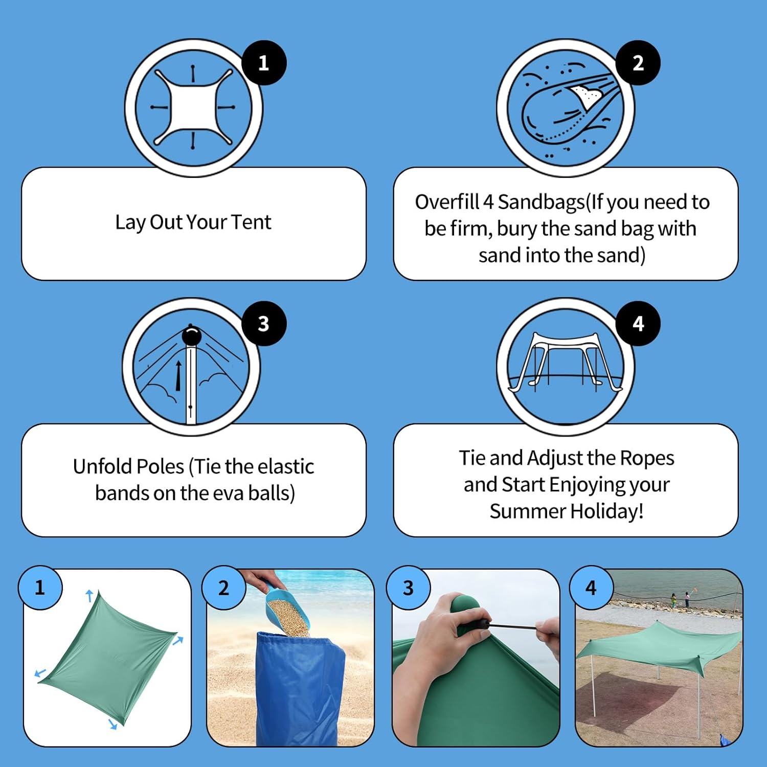 Draagbare Strandtent 2.1m x 2.1m met UV 50+ Bescherming - 27% Korting!