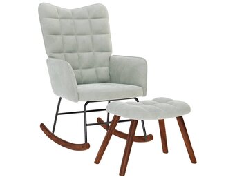 vidaXL Schommelstoel met krukje fluweel lichtgrijs