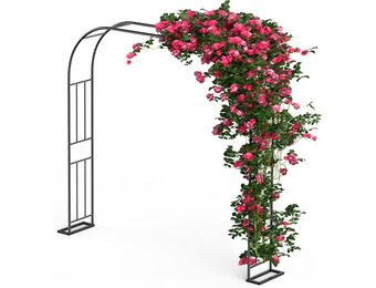 Xverycan Rozenboog, metalen tuinboog, 240 x 240 cm, rozenboog voor rozen en klimplanten, planten ter ondersteuning, vrijstaand rozenframe voor tuindecoratie