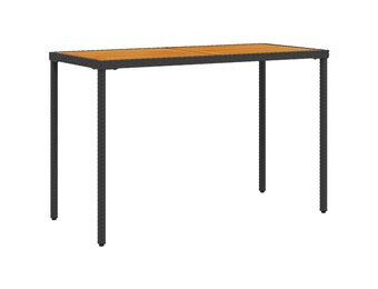 vidaXL Tuintafel met acaciahouten blad 115x54x74 cm poly rattan zwart
