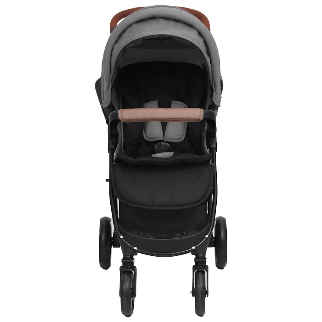 vidaXL Kinderwagen 2-in-1 staal lichtgrijs