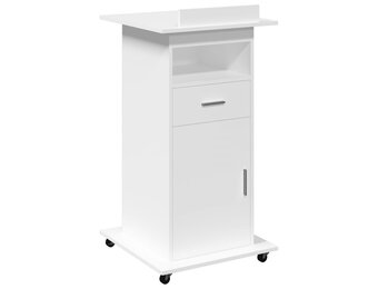 vidaXL Lessenaar met wielen en lade 55x55x107 cm bewerkt hout wit