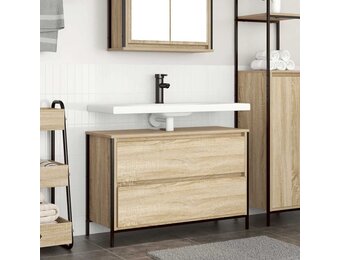 vidaXL Badkamerkast met lades 90x34,5x60 cm Sonoma eikenkleurig