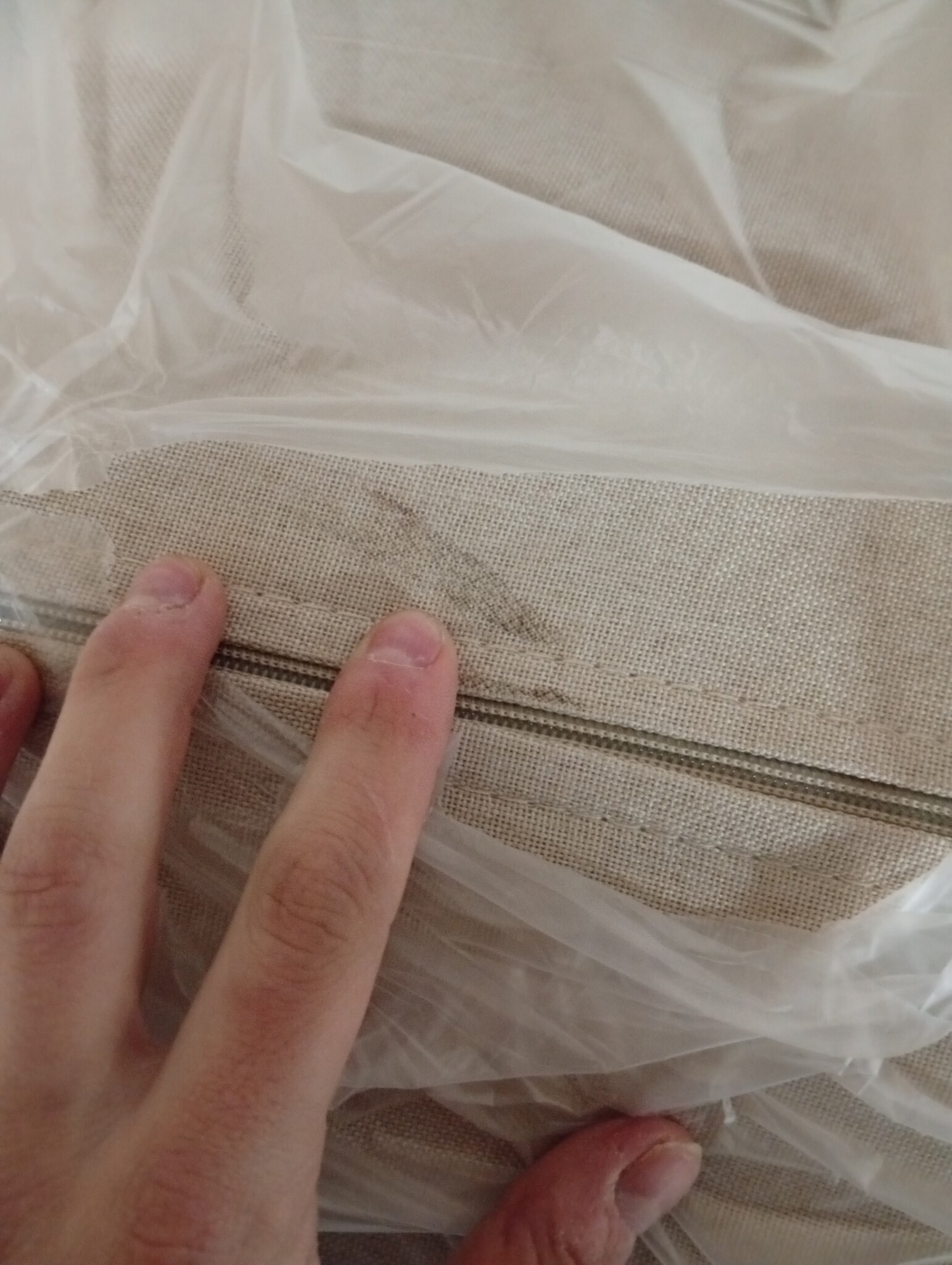 vidaXL Schommelstoel met voetenbank stof crèmekleurig