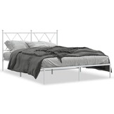 vidaXL Bedframe met hoofdbord metaal wit 140x200 cm