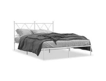 vidaXL Bedframe met hoofdbord metaal wit 140x200 cm