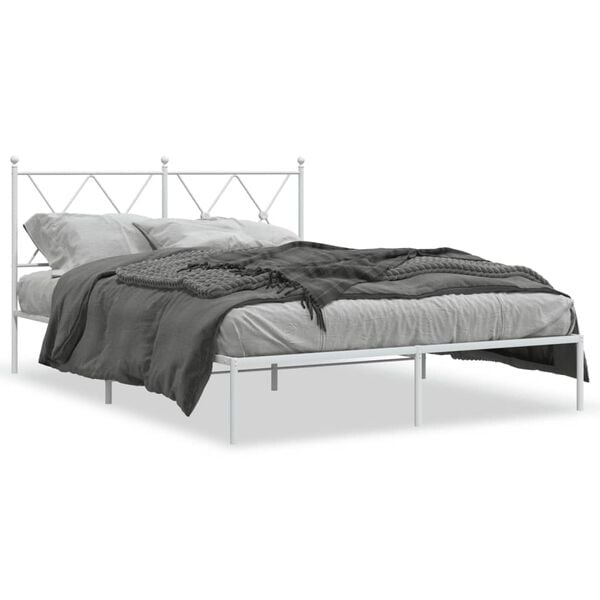 vidaXL Bedframe met hoofdbord metaal wit 140x200 cm