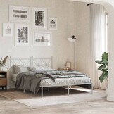 vidaXL Bedframe met hoofdbord metaal wit 140x200 cm