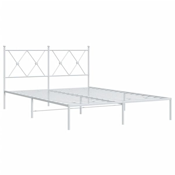 vidaXL Bedframe met hoofdbord metaal wit 140x200 cm