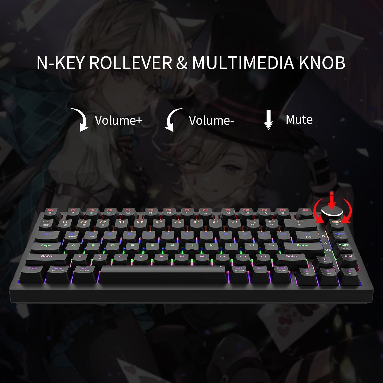 Newmen GM326 Mechanisch Gaming Toetsenbord 75% Zwart met Rode Switches en LED Verlichting