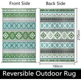 Famibay Waterdicht en Omkeerbaar Plastic Buitenkleed voor Tuin, Terras, Strand, BBQ - Blauw/Groen