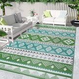 Famibay Waterdicht en Omkeerbaar Plastic Buitenkleed voor Tuin, Terras, Strand, BBQ - Blauw/Groen