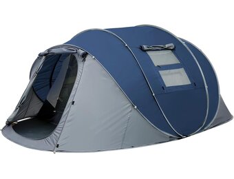 Pop-up tent voor 4-6 personen, waterdicht, werptent [5 vensters] campingtent voor 4 personen, dubbelwandige tent voor 6 personen, 3 seconden, eenvoudige tent, grote pop-uptent voor outdoor, sport,