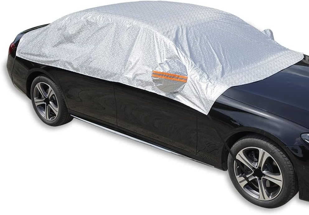 Waterdichte Winddichte Vorst Autohoes, Anti UV Half Dikke Autohoes Met Reflecterende Strepen, UV-bescherming Voor Voorruit, Zij-/achterruiten, Spiegelbeschermer, S/M maat