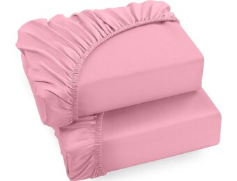 Utopia Bedding hoeslaken 90 x 200 cm, Roze - 2 stuks
