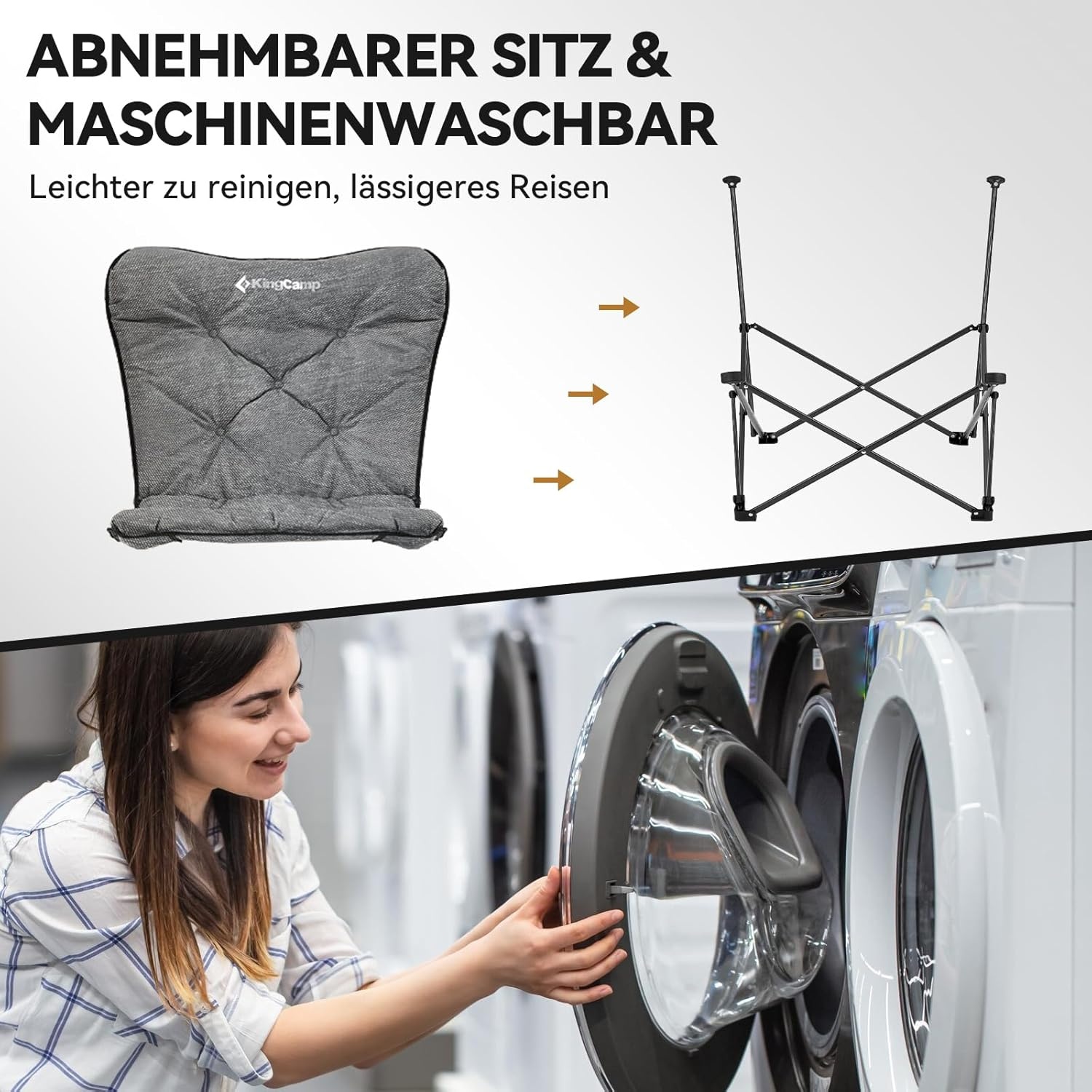 KingCamp Campingstoel, opvouwbaar, licht, campingstoel, hoge rugleuning, comfortabele bekleding, campingstoel, XXL met tas, relaxstoel voor camping, tuin, balkon, strand, outdoor, vlinder,