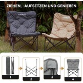 KingCamp Campingstoel, opvouwbaar, licht, campingstoel, hoge rugleuning, comfortabele bekleding, campingstoel, XXL met tas, relaxstoel voor camping, tuin, balkon, strand, outdoor, vlinder,