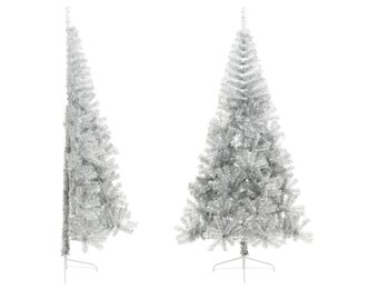 Zilverkleurige Halve Kunstkerstboom 240 cm | 37% Korting
